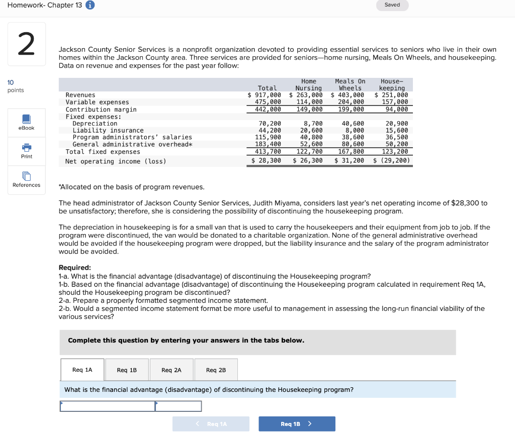 Homework- Chapter 13 Saved 2 Jackson County Senior Services is a nonprofit