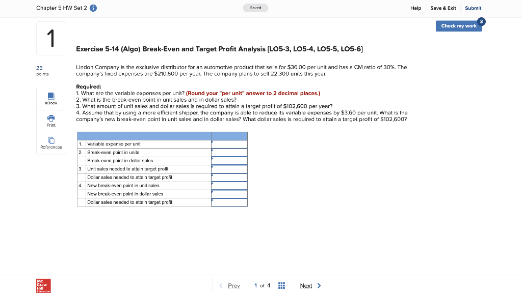 Chapter 5 HW Set 2 1 25 points Saved Exercise 5-14 (Algo)