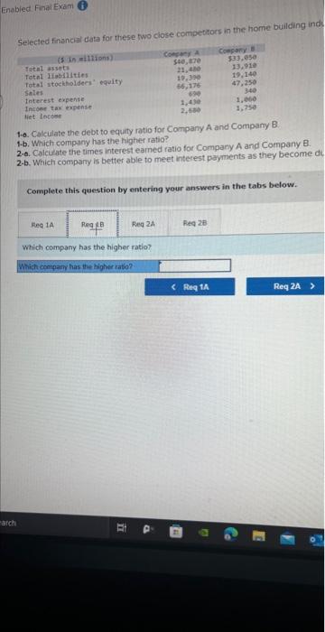 industry are provided below: (in millions)] Total assets Company A Company. B