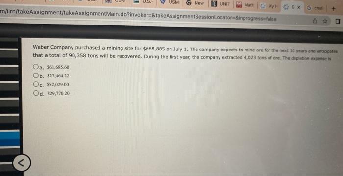 USM New UNIT Math MyCx G cred + m/ilrn/takeAssignment/takeAssignmentMain.do?invoker=&takeAssignmentSessionLocator &inprogress=false < Weber