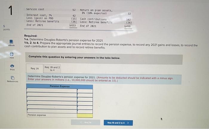 PBO and plan assets of Douglas-Roberts Industries during 2021: Prior service cost