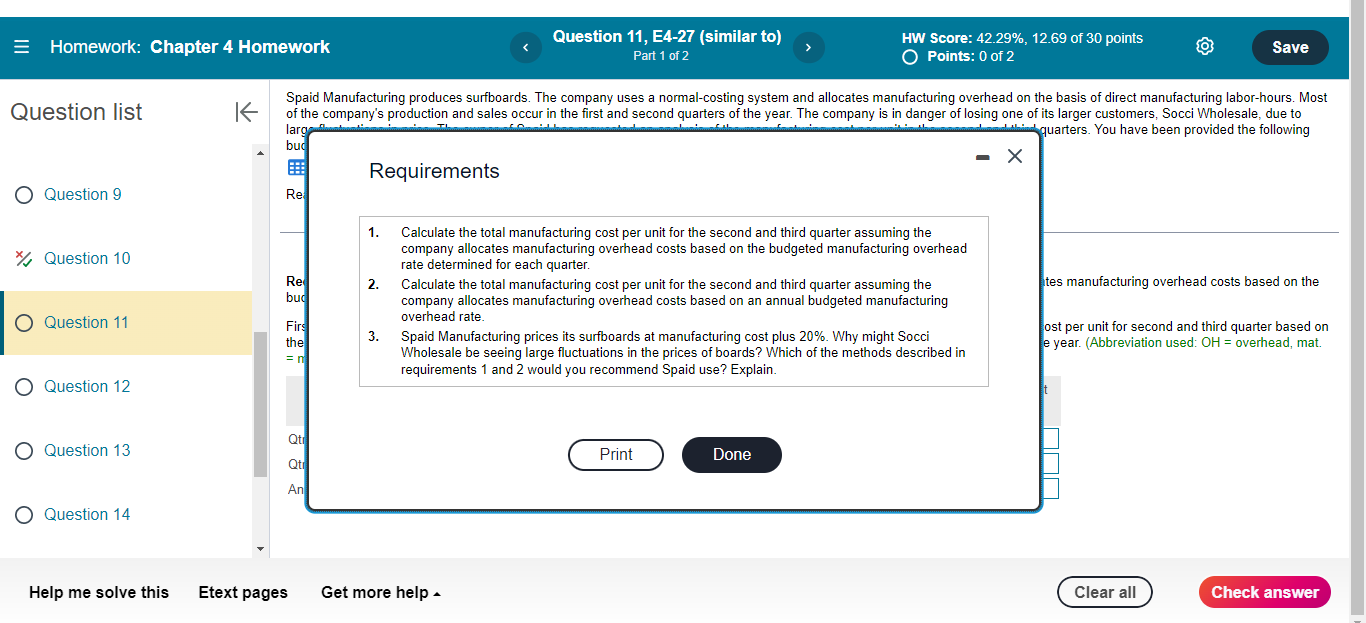 42.29%, 12.69 of 30 points Points: 0 of 2 Save The company