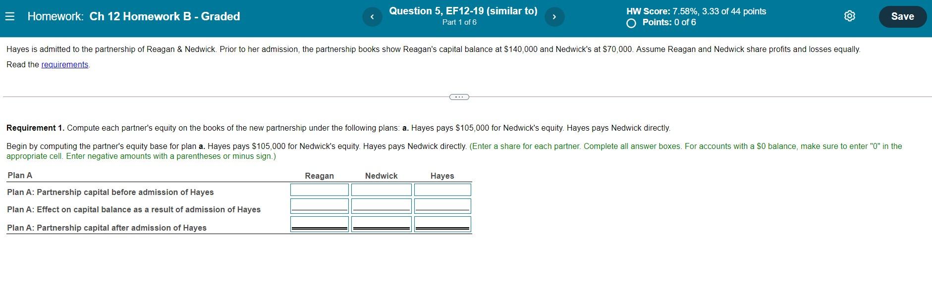 = Homework: Ch 12 Homework B - Graded Question 5, EF12-19 (similar