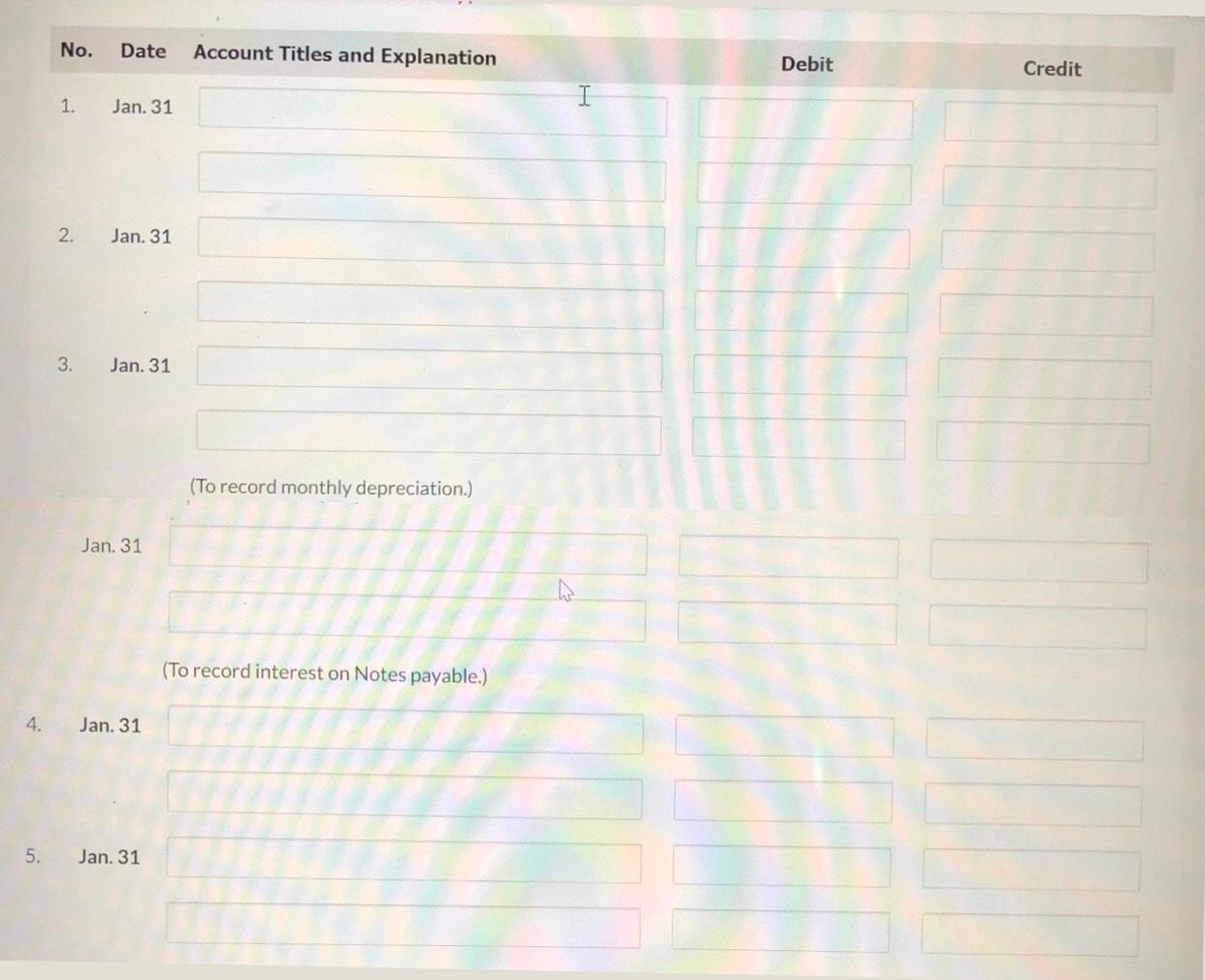 the first month of operations, the following transactions occurred. 1. Performed services