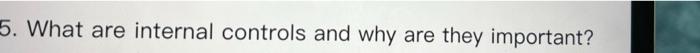 5. What are internal controls and why are they important?