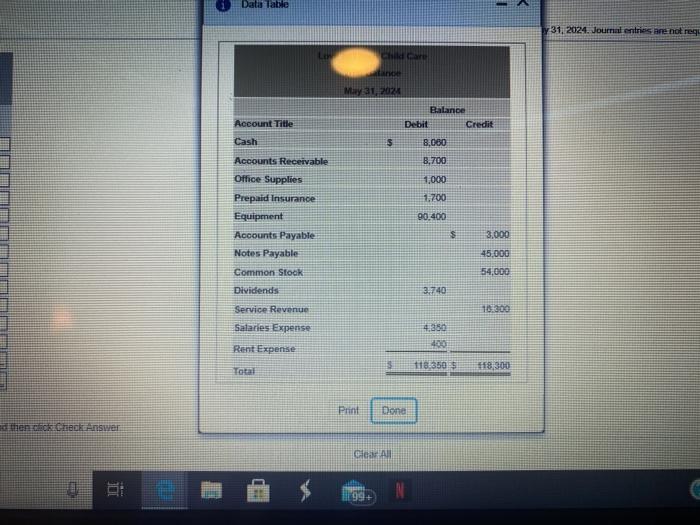 d then click Check Answer O Data Table Lo Child Care tance