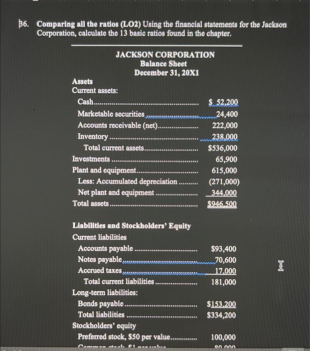 36. Comparing all the ratios (LO2) Using the financial statements for the