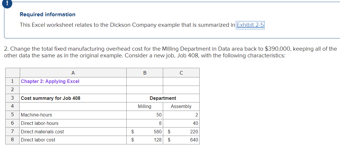 1: Calculate the estimated total manufacturing overhead cost for each department. Milling