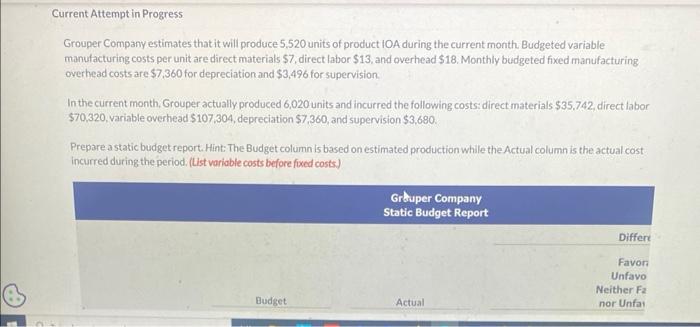 Current Attempt in Progress Grouper Company estimates that it will produce 5,520