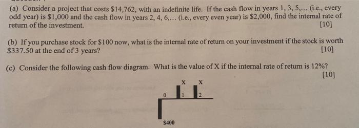 (a) Consider a project that costs $14,762, with an indefinite life. If