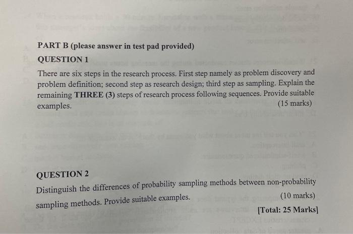 PART B (please answer in test pad provided) QUESTION 1 There are