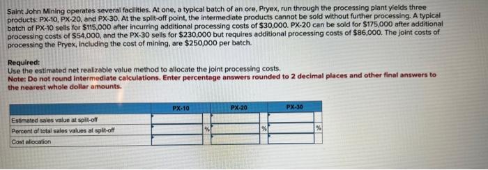 Saint John Mining operates several facilities. At one, a typical batch of