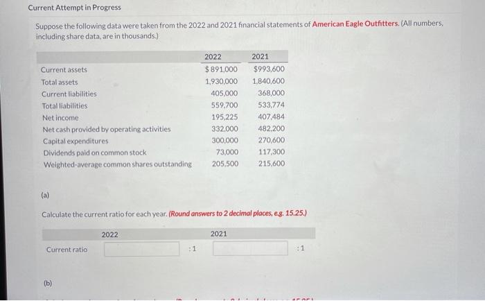 Current Attempt in Progress Suppose the following data were taken from the