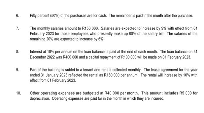 January and February 2023: 4.1 Debtors Collection Schedule 4.2 Cash Budget INFORMATION