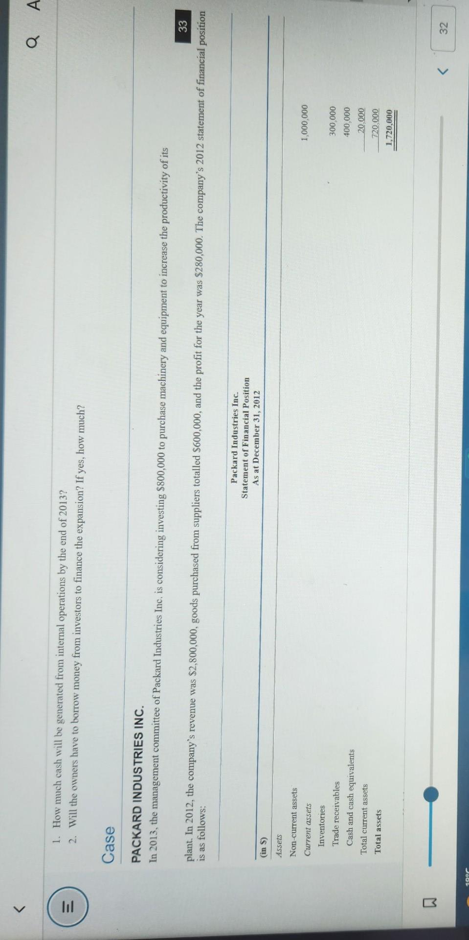= lil 1. How much cash will be generated from internal operations