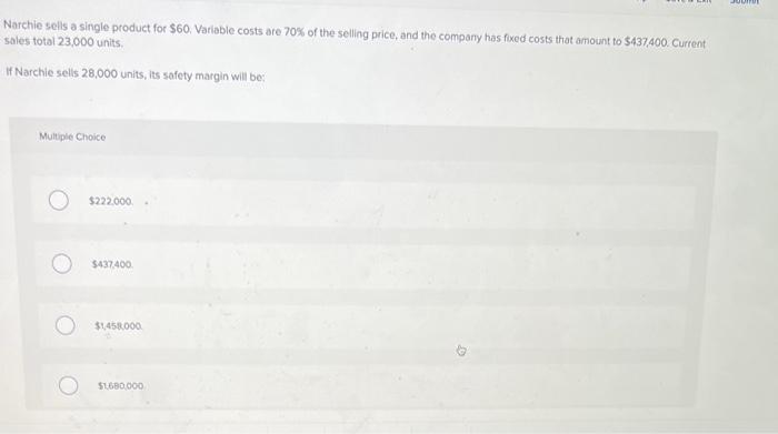 the selling price, and the company has fixed costs that amount to