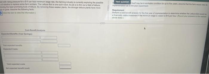 with ring pressure for a $15 per hour minimum wage rate, the