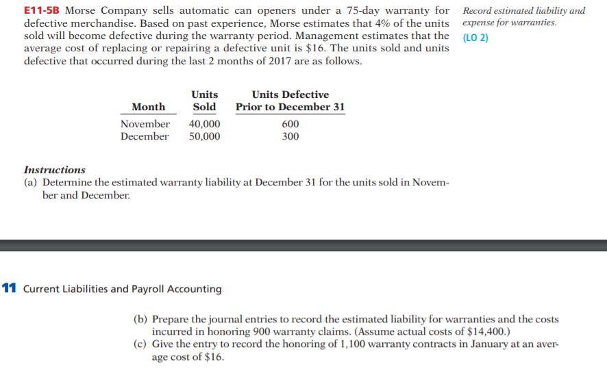 E11-5B Morse Company sells automatic can openers under a 75-day warranty for