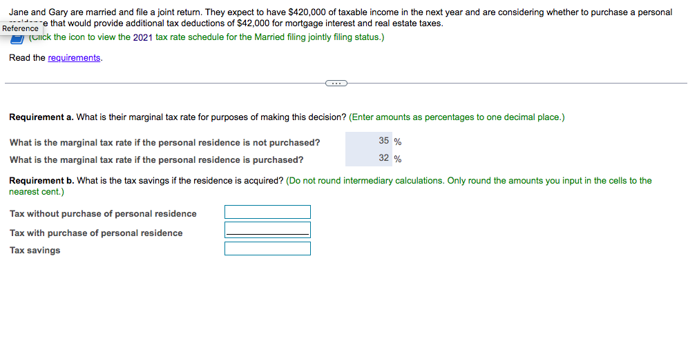 Jane and Gary are married and file a joint return. They expect