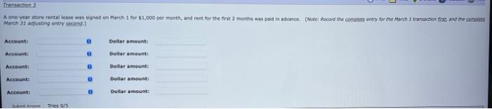 financial statements. Required: Several transactions occurred in March. Each is described separately
