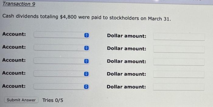 description, there are several "Account" submission boxes and corresponding "Amount" submission boxes.