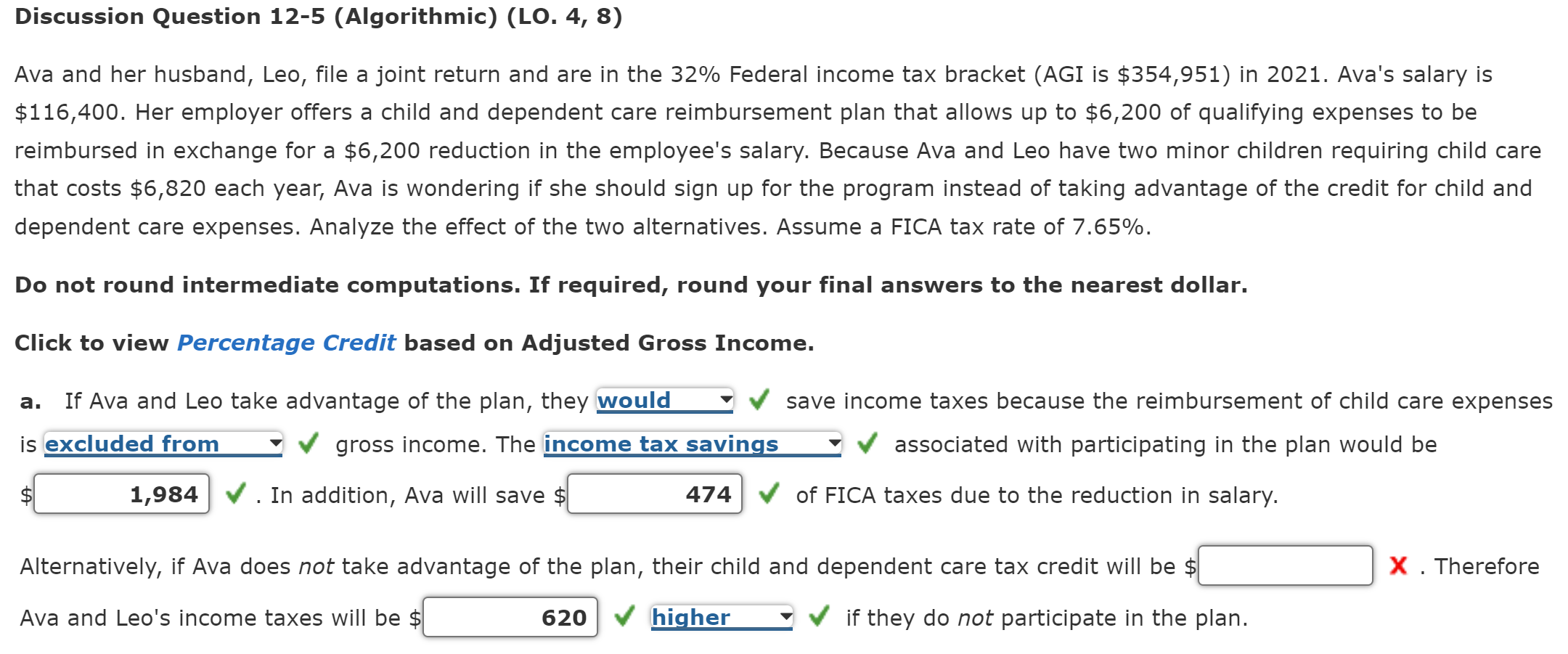 Discussion Question 12-5 (Algorithmic) (LO. 4, 8) Ava and her husband, Leo,