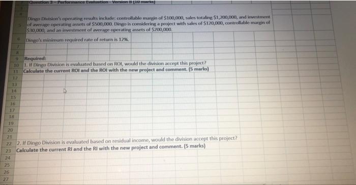 7 B Question 3-Performance Evaluation - Version 13 (10 marts) Dingo Division's
