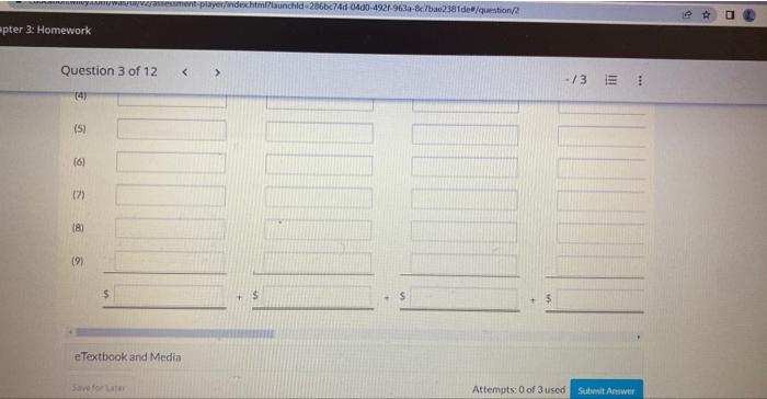 performed. 5. Purchased supplies for $6,600 on account 6. Paid rent of