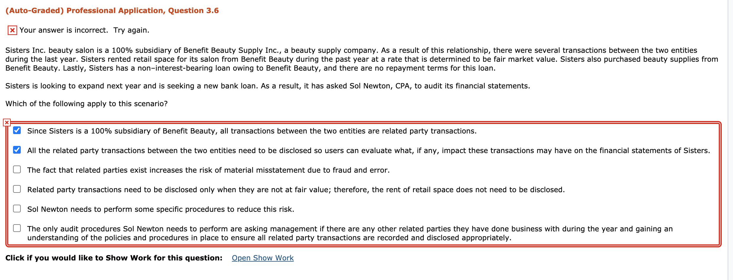 (Auto-Graded) Professional Application, Question 3.6 Your answer is incorrect. Try again. Sisters