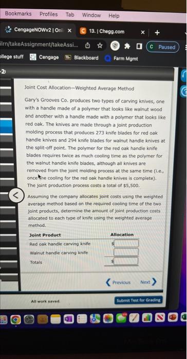Bookmarks Profiles Tab Window Help CengageNOWv2 | On x 13. | Chegg.com