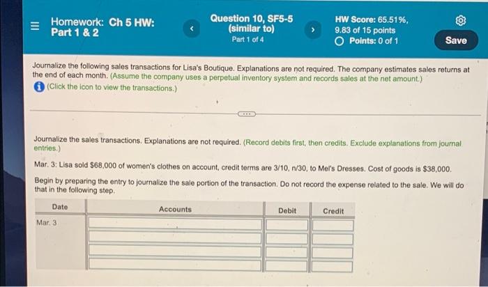 III Homework: Ch 5 HW: Part 1 & 2 Question 10, SF5-5