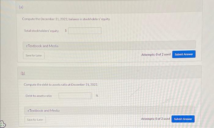 2022 financial statements: Total assets Total liabilities Total stockholders' equity Interest expense