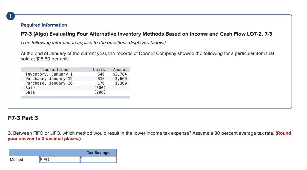 records of Donner Company showed the following for a particular item that