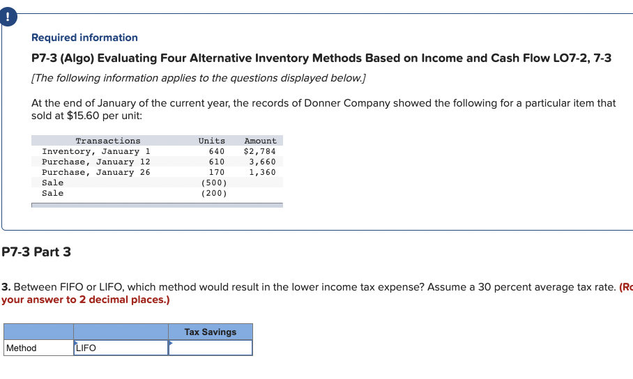 the records of Donner Company showed the following for a particular item