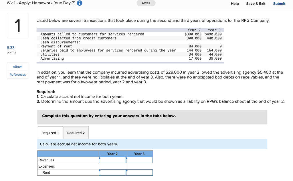Wk 1 - Apply: Homework [due Day 7] Saved Help Save &