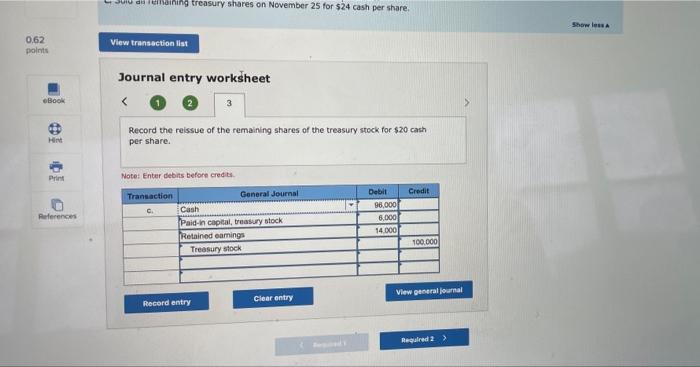 and reporting treasury stock transactions LO P3 On October 10, the stockholders'