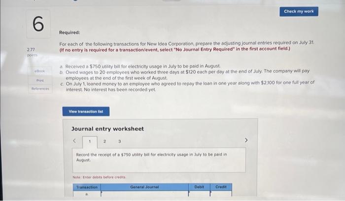 Check my work 277 6 points ellock Print References Required: For each