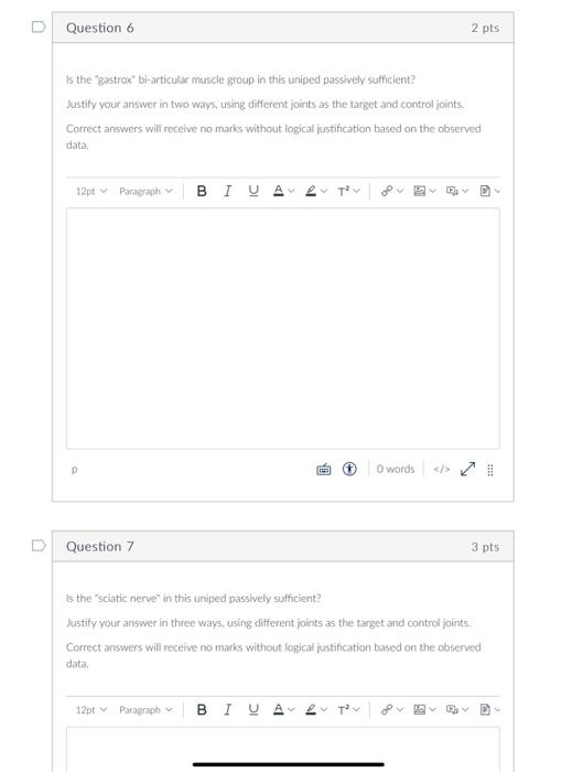 four questions. Consider a uniped (1-legged "bot") with four segments, three joints,