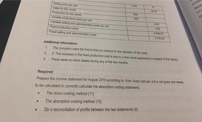 Marks) Absorption and direct costing are two popular methods of costing in