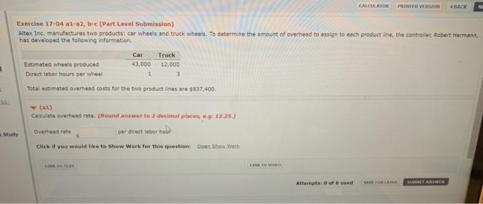 CALCULATOR PRINTER VERSION BACK N Exercise 17-04 a1-a2, b-c (Part Level Submission)