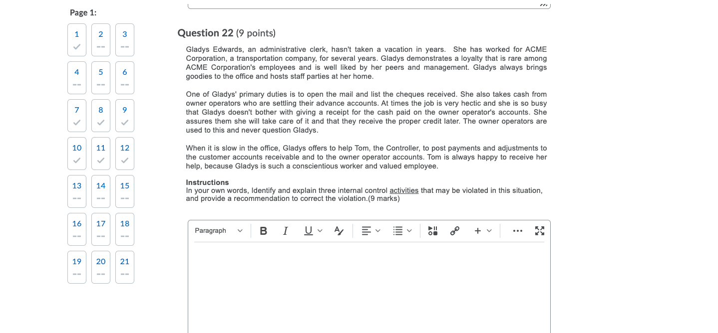 1 2 3 Question 22 (9 points) Page 1: - > m