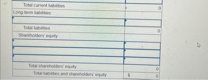 missing amounts. 2. Prepare Trident's classified balance sheet. Complete this question by