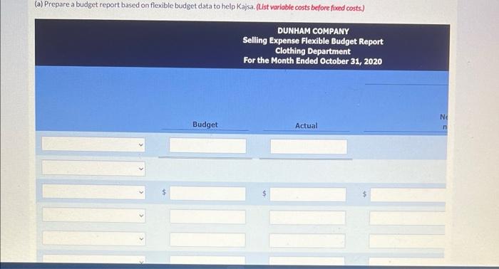 department of Dunham Company for the month of October. DUNHAM COMPANY Clothing