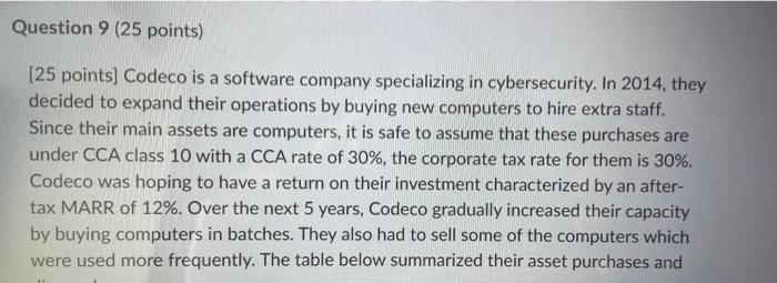 Question 9 (25 points) [25 points] Codeco is a software company specializing