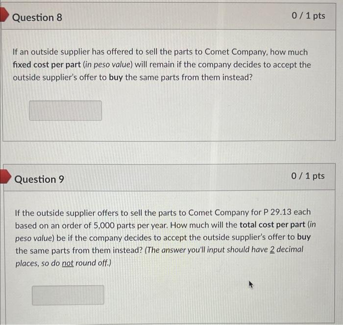 The company's accounting department reports the following costs of producing the part