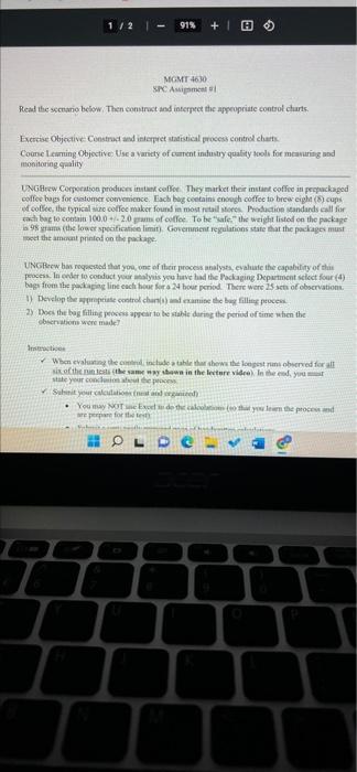 1/21 - 91% H MGMT 4630 SPC Assignment Read the scenario below.