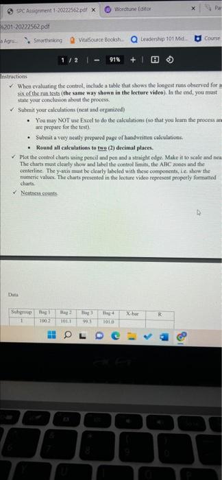 Then construct and interpect the appropriate control charts. Exercise Objective: Construct and