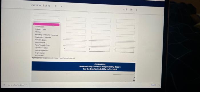 Costs Fixed Costs Indirect materials $11,600 Supervisory salaries $35.200 Indirect labor 10,000