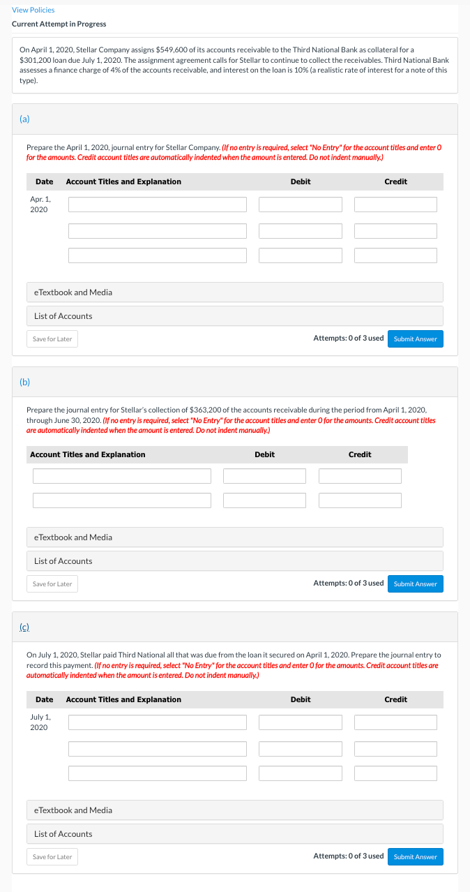 View Policies Current Attempt in Progress On April 1, 2020, Stellar Company