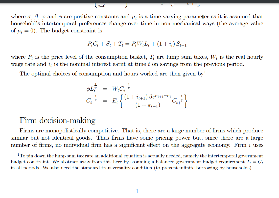 policy shock Productivity (a) household demand (mu) mark up (theta) Government spending